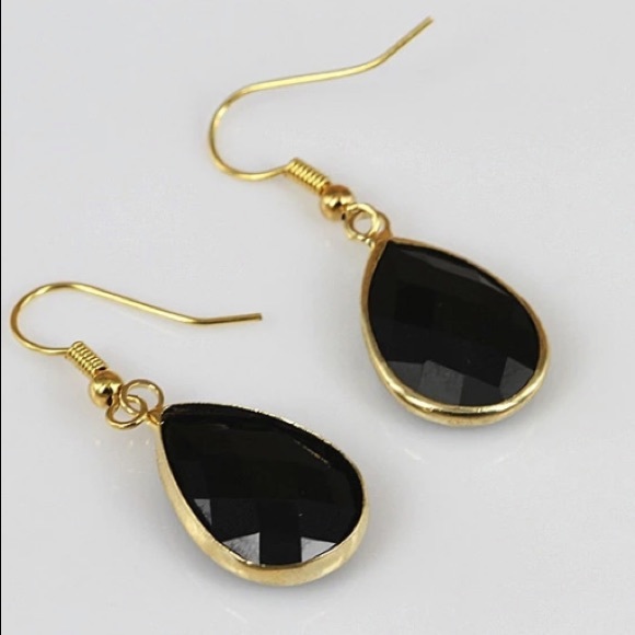 NEW!💙💎💛BLACK🖤TEARDROPS!💛💎💙GOLDEN😎DANGLE!😎 - Picture 5 of 8